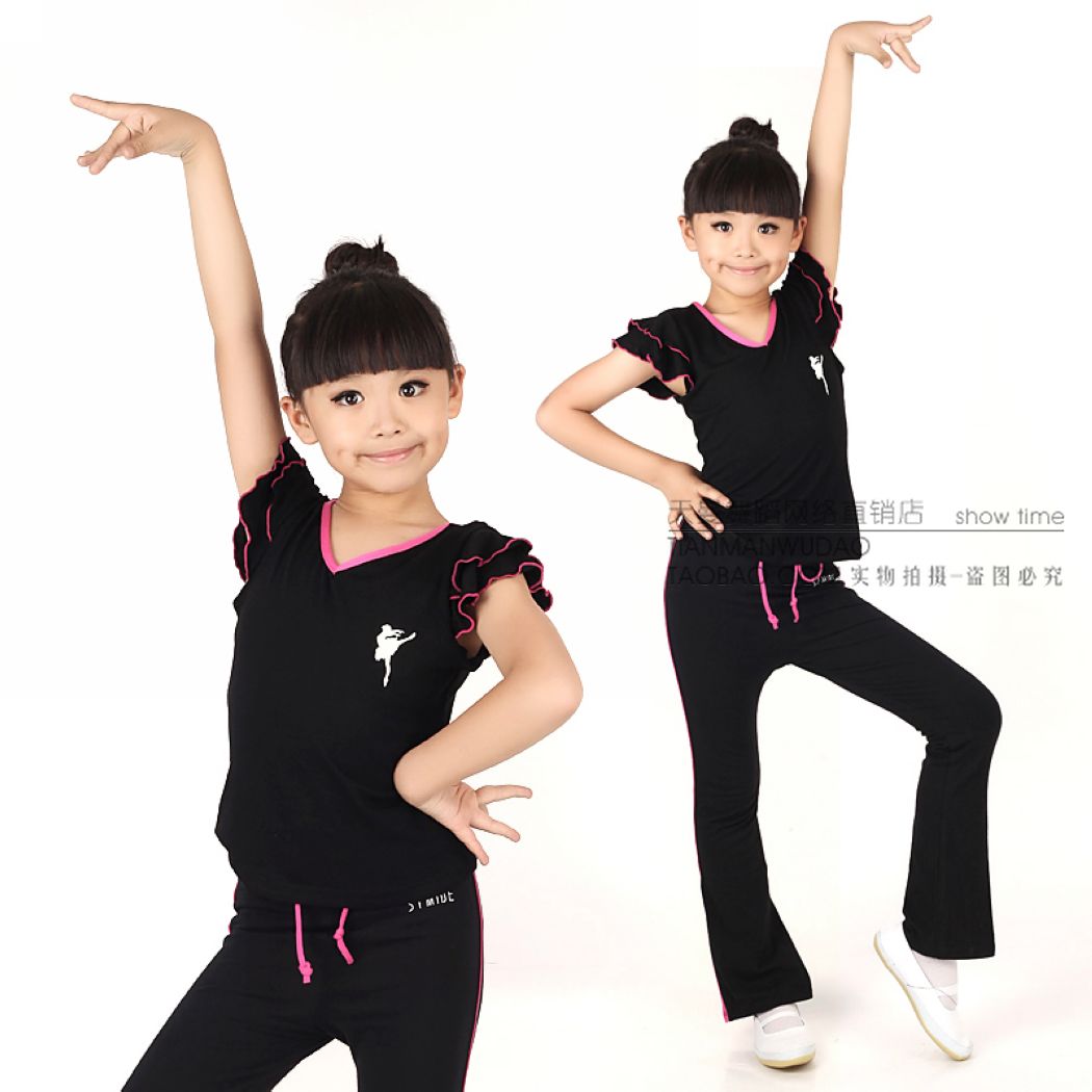 舒莱曼6350儿童花边袖双V领舞蹈练功上衣/舞蹈服跳操服广场舞服