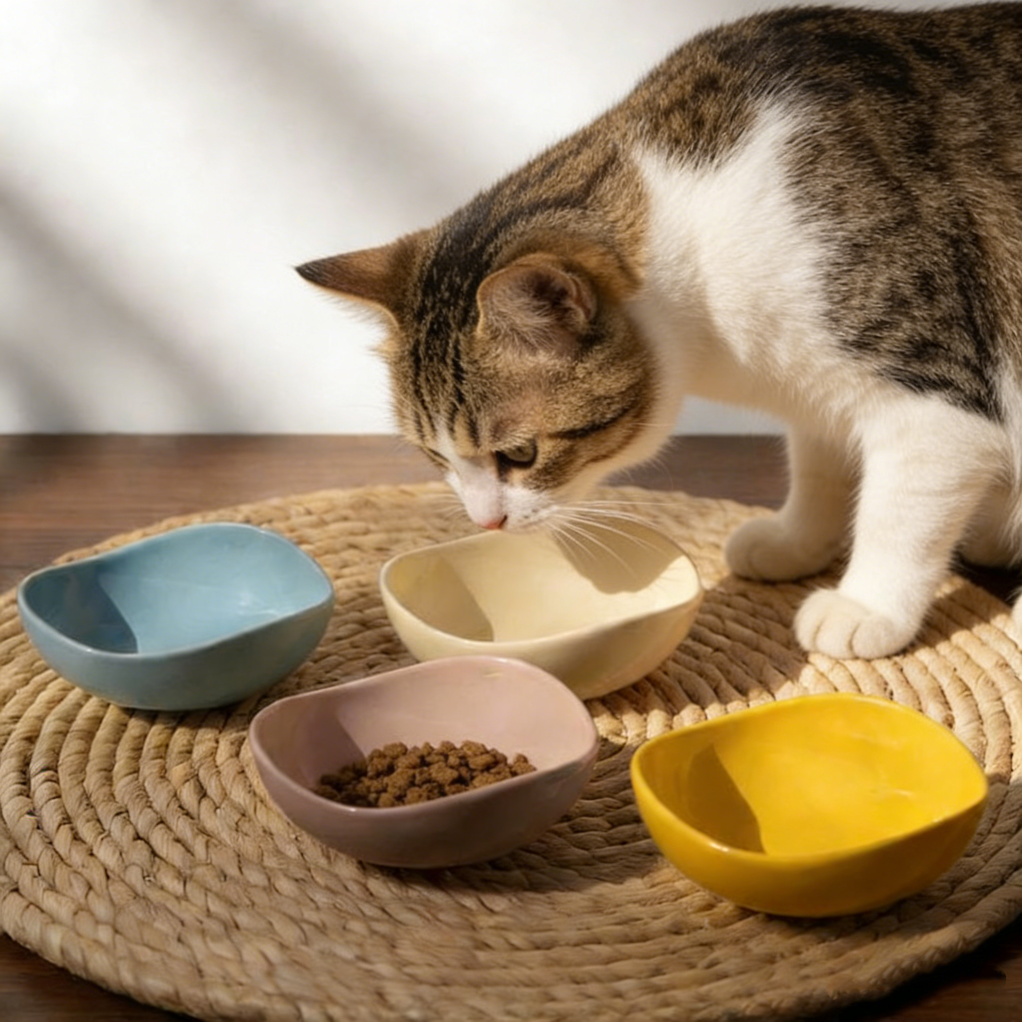 韩国同款豆荚碗狗碗矮脚猫碗陶瓷防打翻水碗小型犬猫宠物粮浅口碗,宠物/宠物食品及用品,猫狗碗/慢食碗,淘宝优惠券,粉丝福利购,淘宝优惠卷