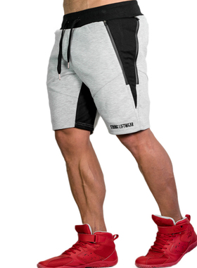 夏季新款男子肌肉健身兄弟短裤跑步运动篮球深蹲弹力吸汗五分中裤