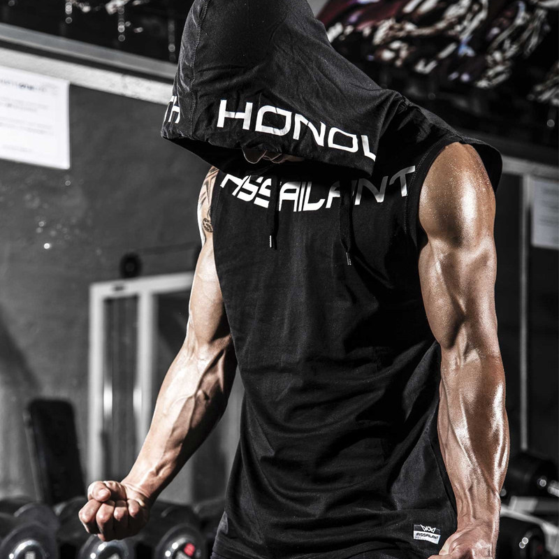 夏季新款肌肉健身无袖坎肩连帽马甲男跑步训练兄弟弹力背心连帽衫|ruв категории спортивный костюм/досуг одежды, фитнес - одежды, аэробика костюм - от Buy2taobao.com для оказания профессиональной услуги покупки агента Taobao