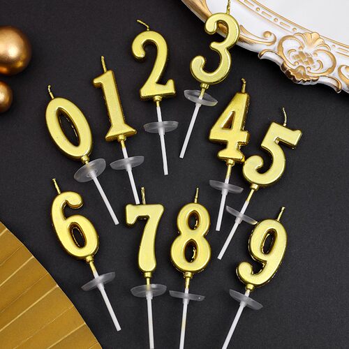 金色数字蜡烛生日蛋糕摆件