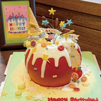 小红书同款苹果星星人蛋糕装饰炫彩礼花儿童生日派对烘焙装扮插件