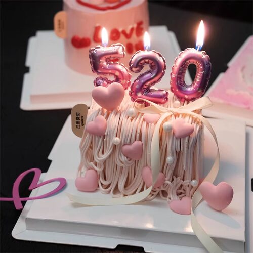 2026情人节网红蛋糕装饰插件520数字蜡烛情侣生日告白烘焙装扮