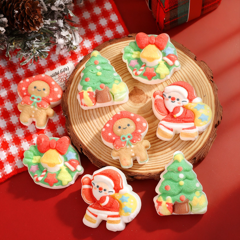 圣诞节蛋糕装饰圣诞老人圣诞树草圈姜饼人3D立体棉花糖摆件插件