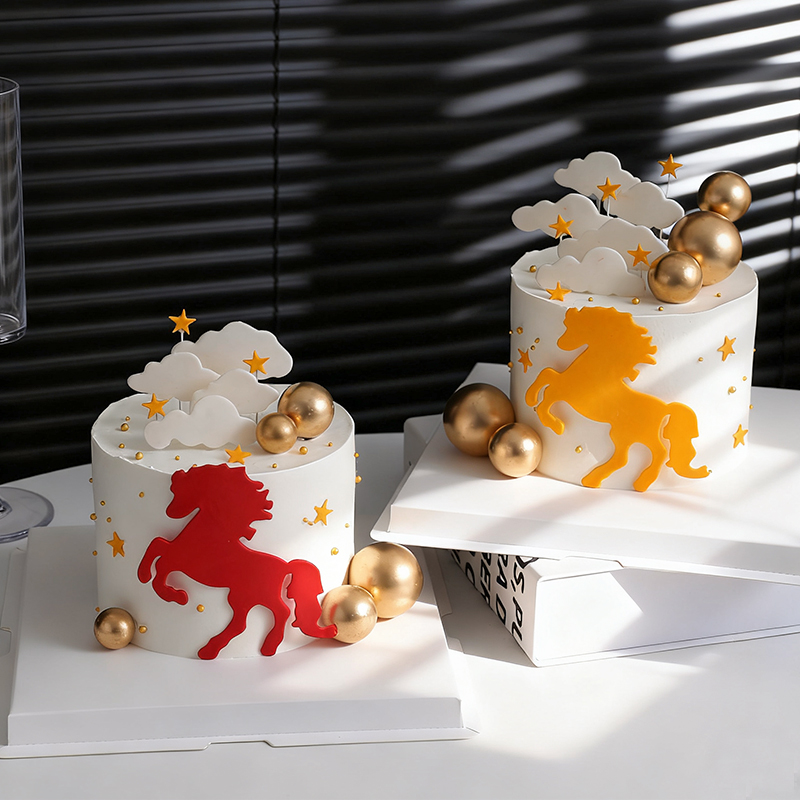 马到成功男士爸爸生日蛋糕装饰摆件生肖马翻糖切模烘焙装扮插件