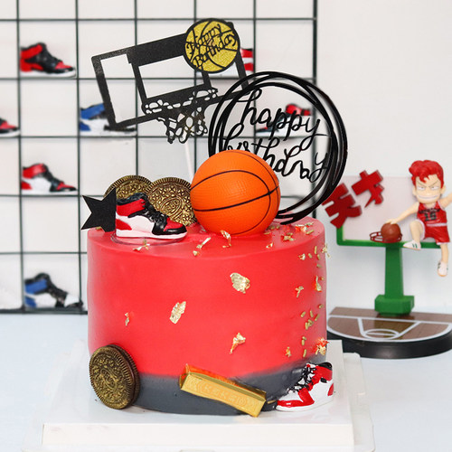 蛋糕篮球鞋生日派对甜品台摆件