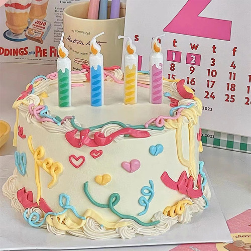 彩色蜡烛蛋糕装饰生日插件