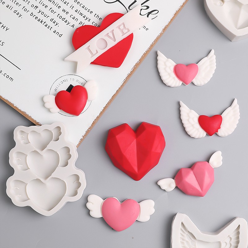 爱心翅膀翻糖工具巧克力烘焙模具
