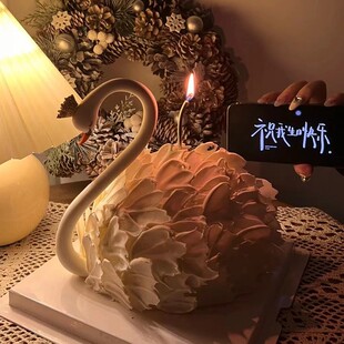 小天鹅巧克力烘焙蛋糕装饰摆件可食用脖子羽毛成品生日甜品台插件