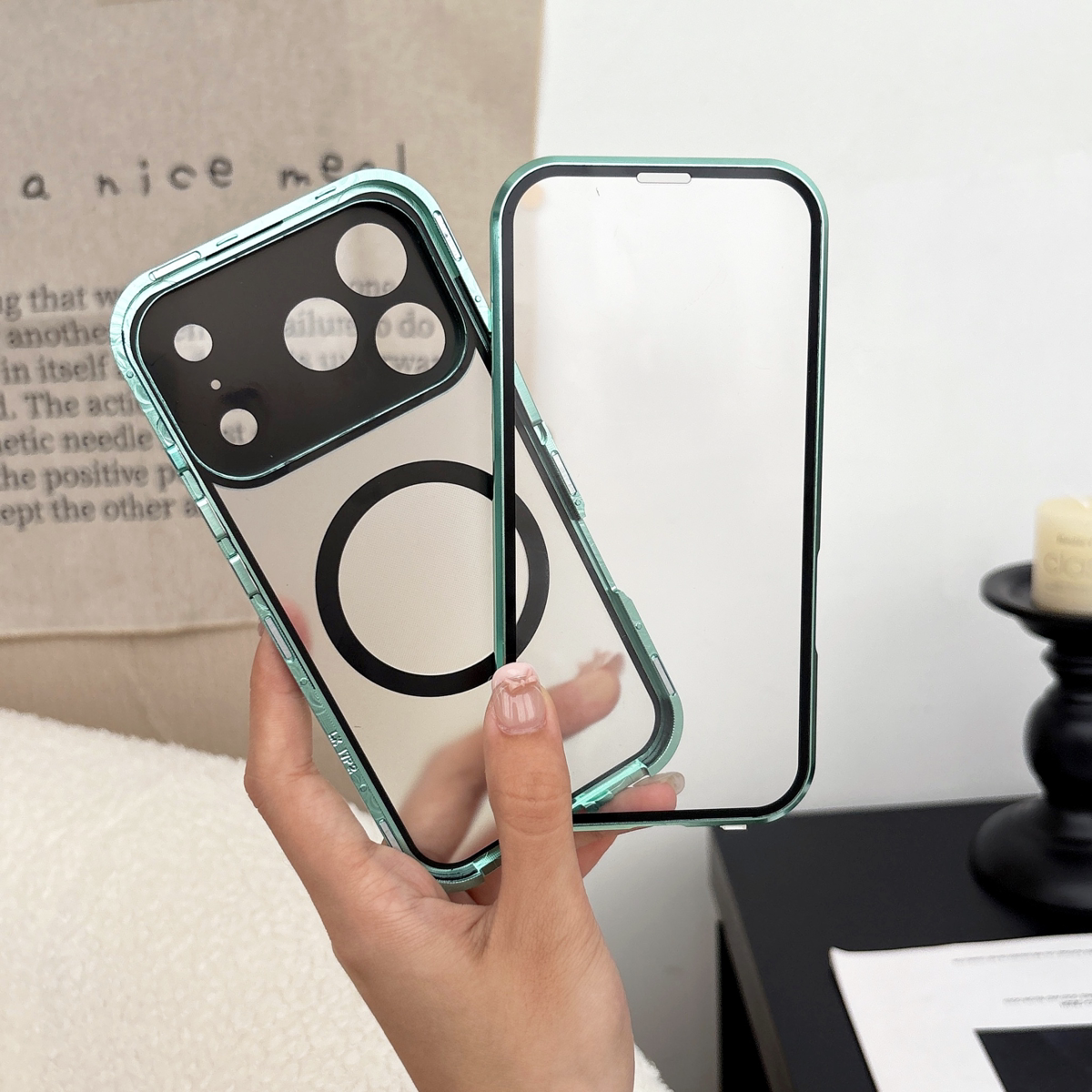 万磁王苹果17promax双面全玻璃适用于iPhone17pro磁吸高清16Promax金属边框镜头高清护镜手机壳防窥万