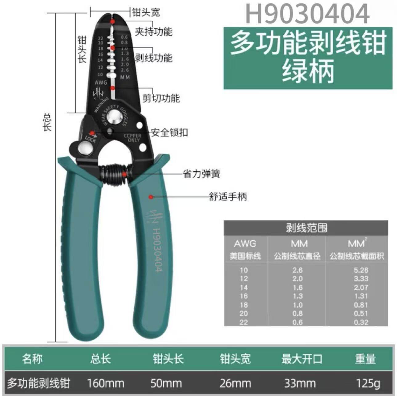 鸿正多功能电工剥线钳系列剥皮扒皮一气呵成安全锁扣+舒适手柄