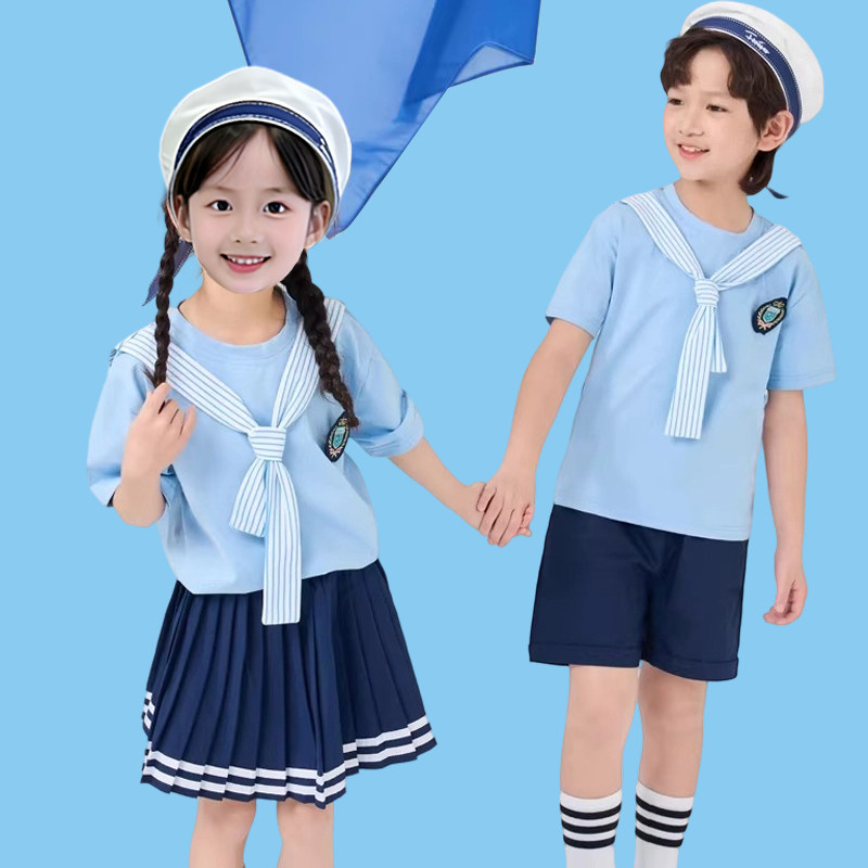 夏季海军风水手服儿童演出套装