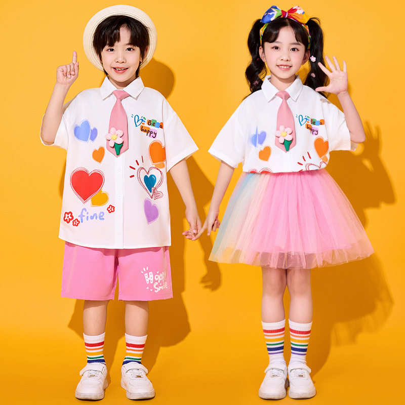 幼儿园六一儿童啦啦队表演服装粉