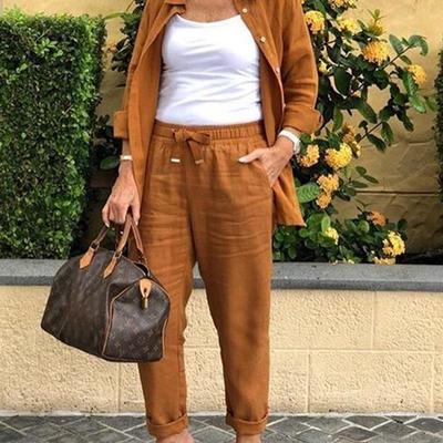 2022 linen harem pants ninth pants cotton linen suit women