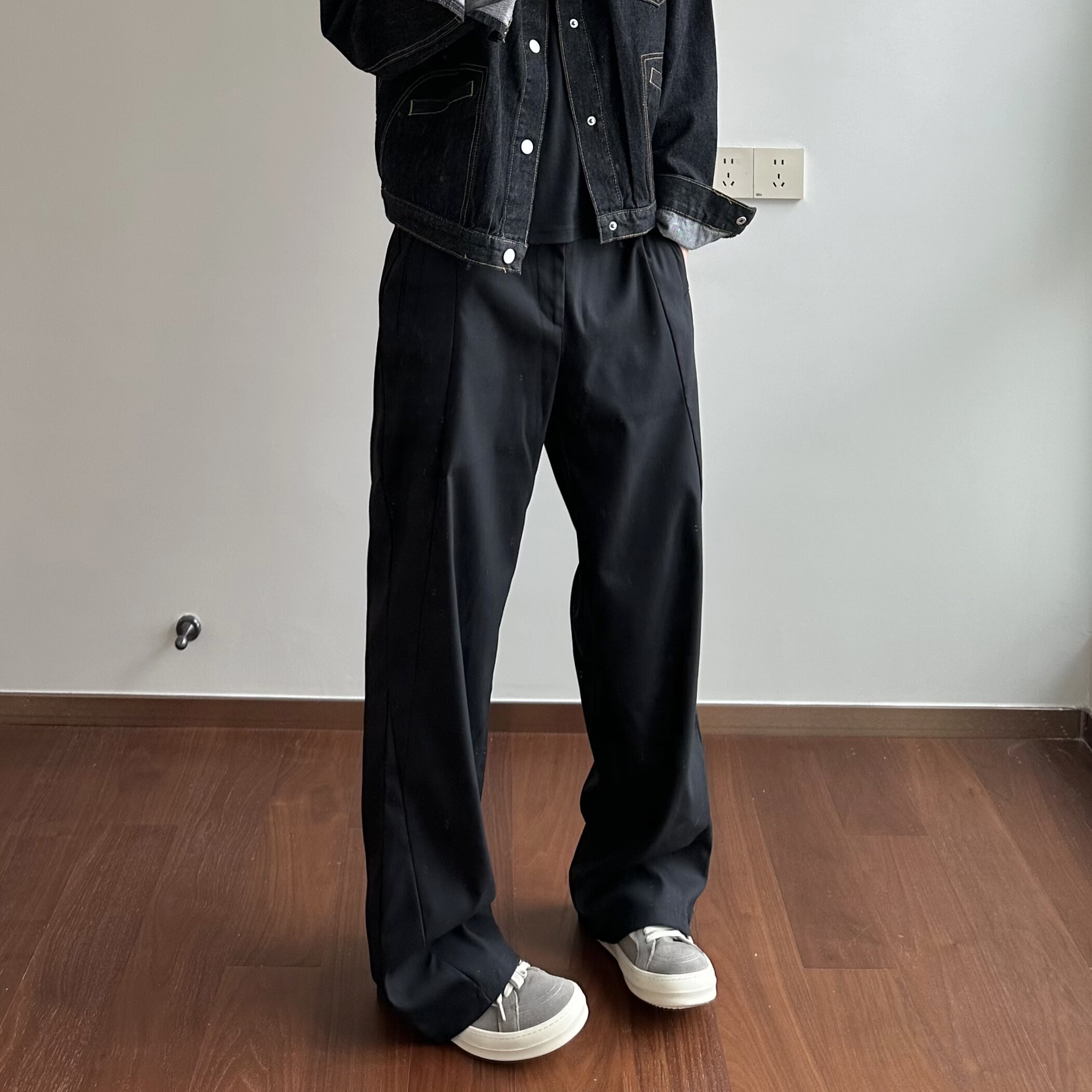 解构拼接垂感休闲西裤