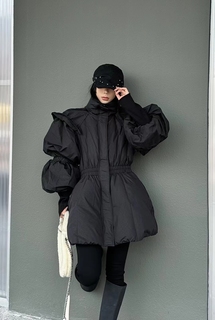 黑色羽绒服女中长款2024年新款冬季收腰显瘦派克服白鸭绒连帽外套