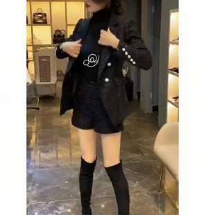 新秋冬显瘦小西服外套阔腿短裤两件套潮时尚套装聚酯纤维通勤风女