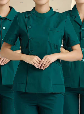 护士服长袖男女短款分体套装墨绿色血透手术Q室急科医院医护工作