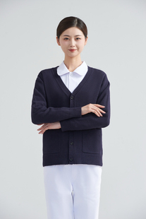 工作服粉蓝色 医院大码 外穿护士毛衣外套开衫 加厚加绒不起球女薄款