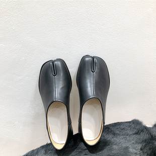 D版分趾鞋女tabi2025新款真皮平底单鞋猪蹄鞋百搭一脚蹬乐福鞋男