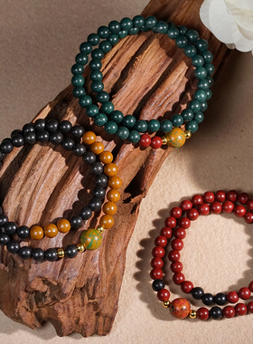 合香珠双圈6mm手链男女款轻奢设计师款香珠圆珠串手环复古手饰品