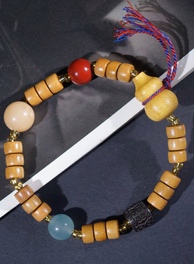 枣木药片珠单圈DIY手链手串佛珠配饰葫芦文玩念珠隔珠木串手饰