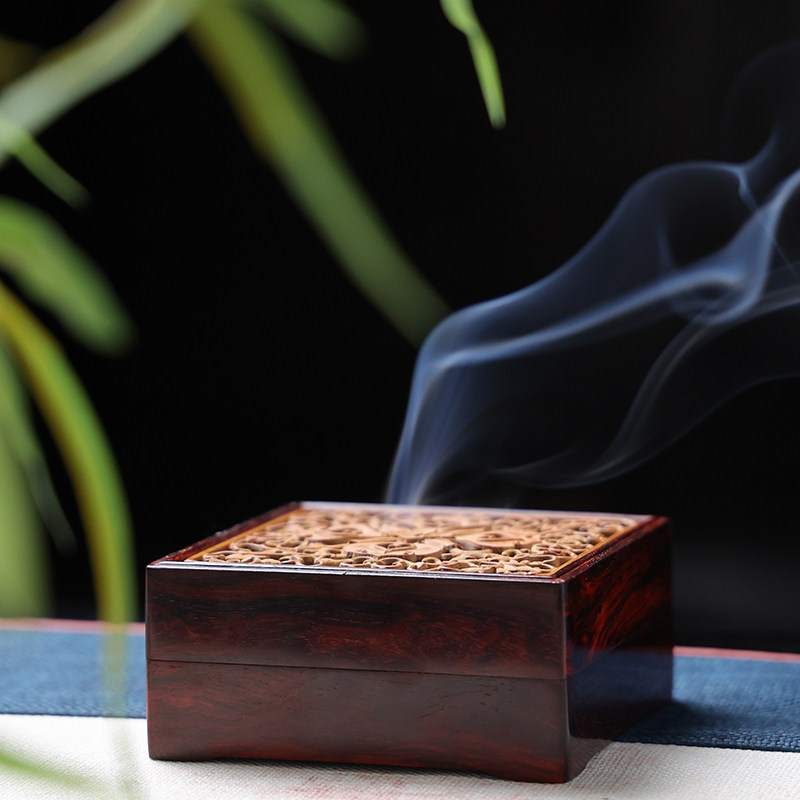 玄同 印度小叶紫檀紫光檀香盒木雕香炉盘香香炉中式明清工艺摆件,家居饰品,桌面摆件,淘宝优惠券,粉丝福利购,淘宝优惠卷