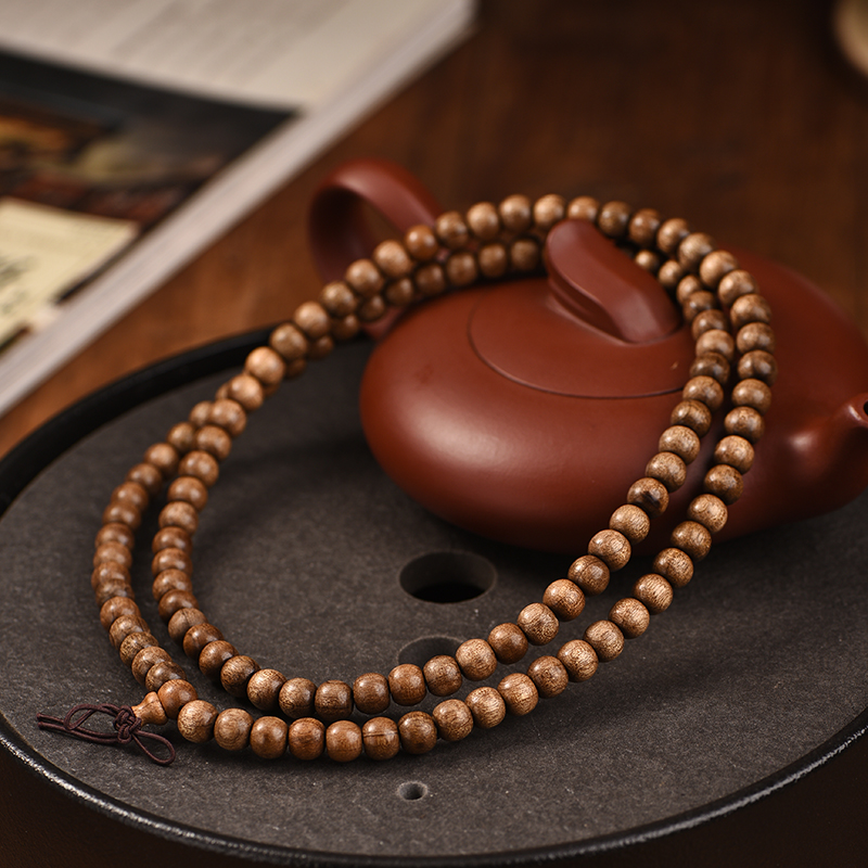 金丝楠木苹果珠108颗手链