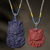 合香牌九尾狐吊坠项链狐仙脖挂文玩挂件挂饰男女合香珠工艺平安牌