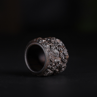 玄同菩萨棋沉香龙纹扳指指环木雕把件手工饰品戒指礼物木饰品文玩