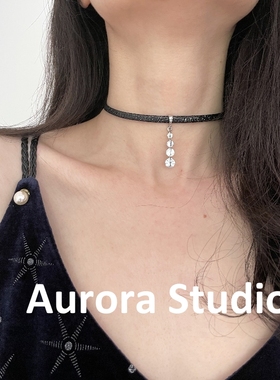 细闪水钻choker项圈女