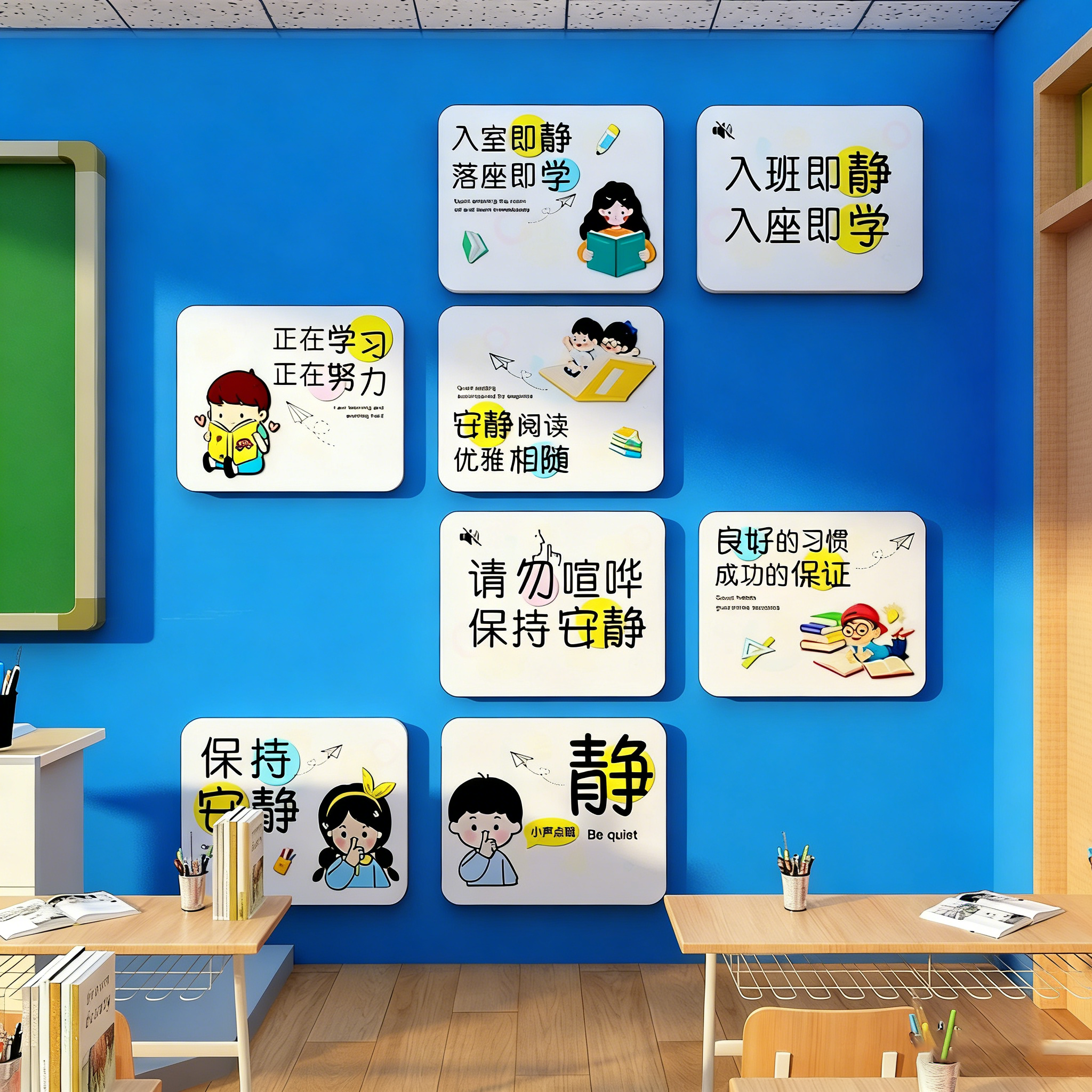入班即静门贴教室布置装饰班级文化墙励志标语挂画自习室氛围布置,家居饰品,软装墙贴,淘宝优惠券,粉丝福利购,淘宝优惠卷