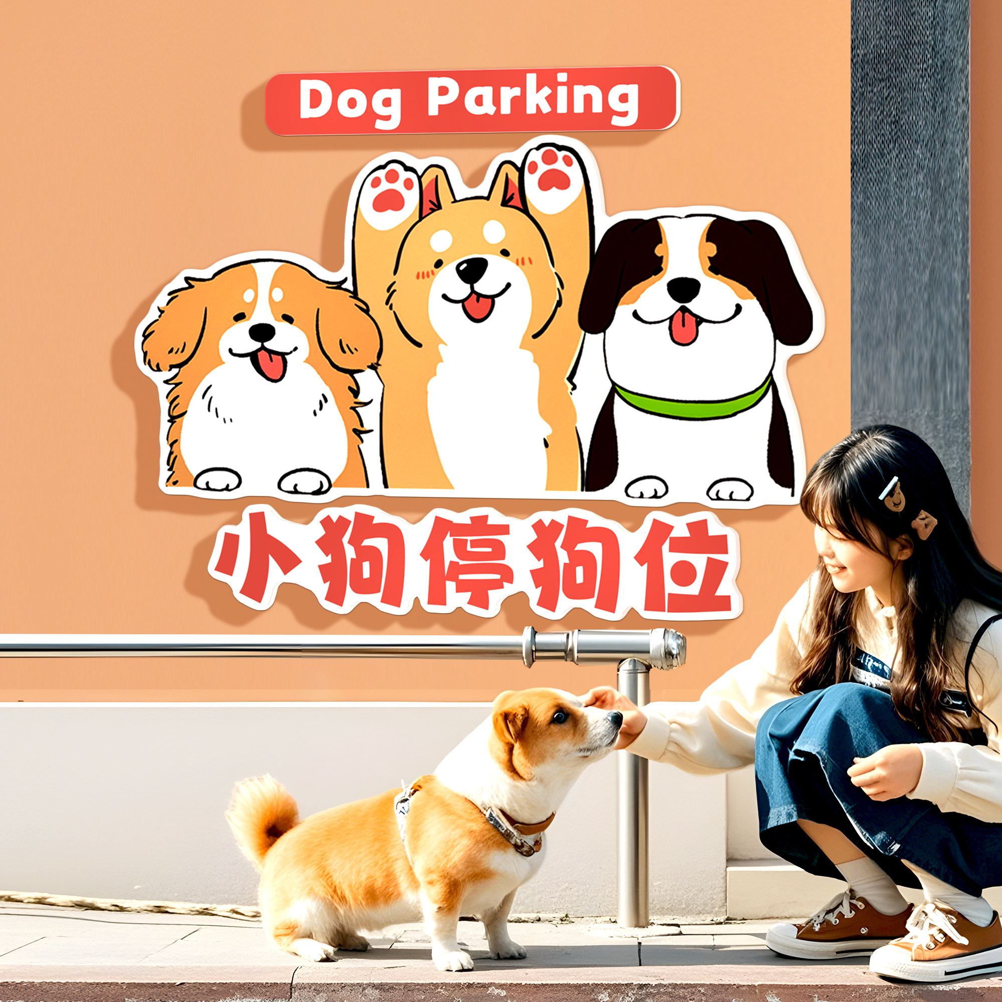 泊狗位小狗停车处温馨提示牌商超停车位展示牌宠物安置提示牌定制
