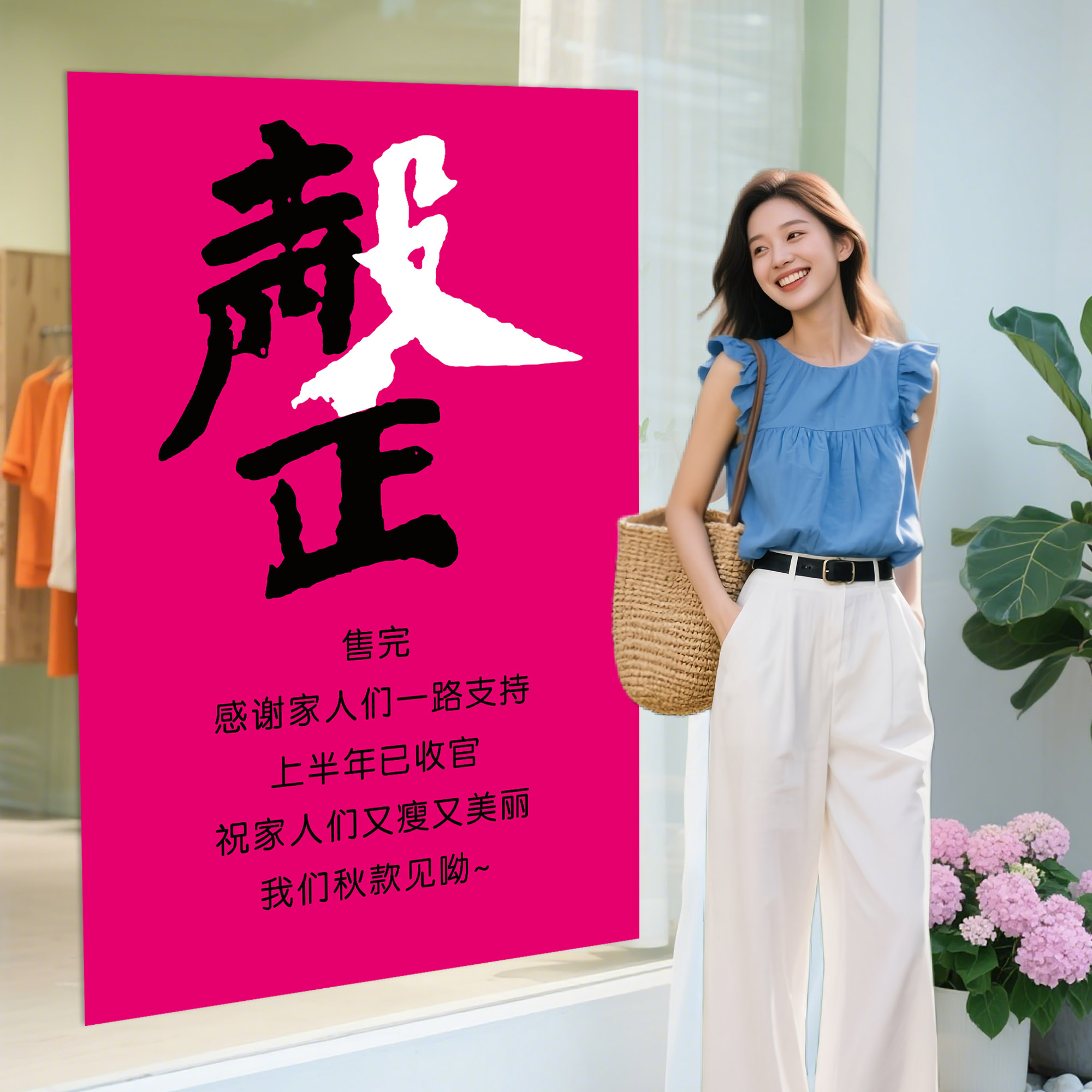 服装女装店放假通知海报