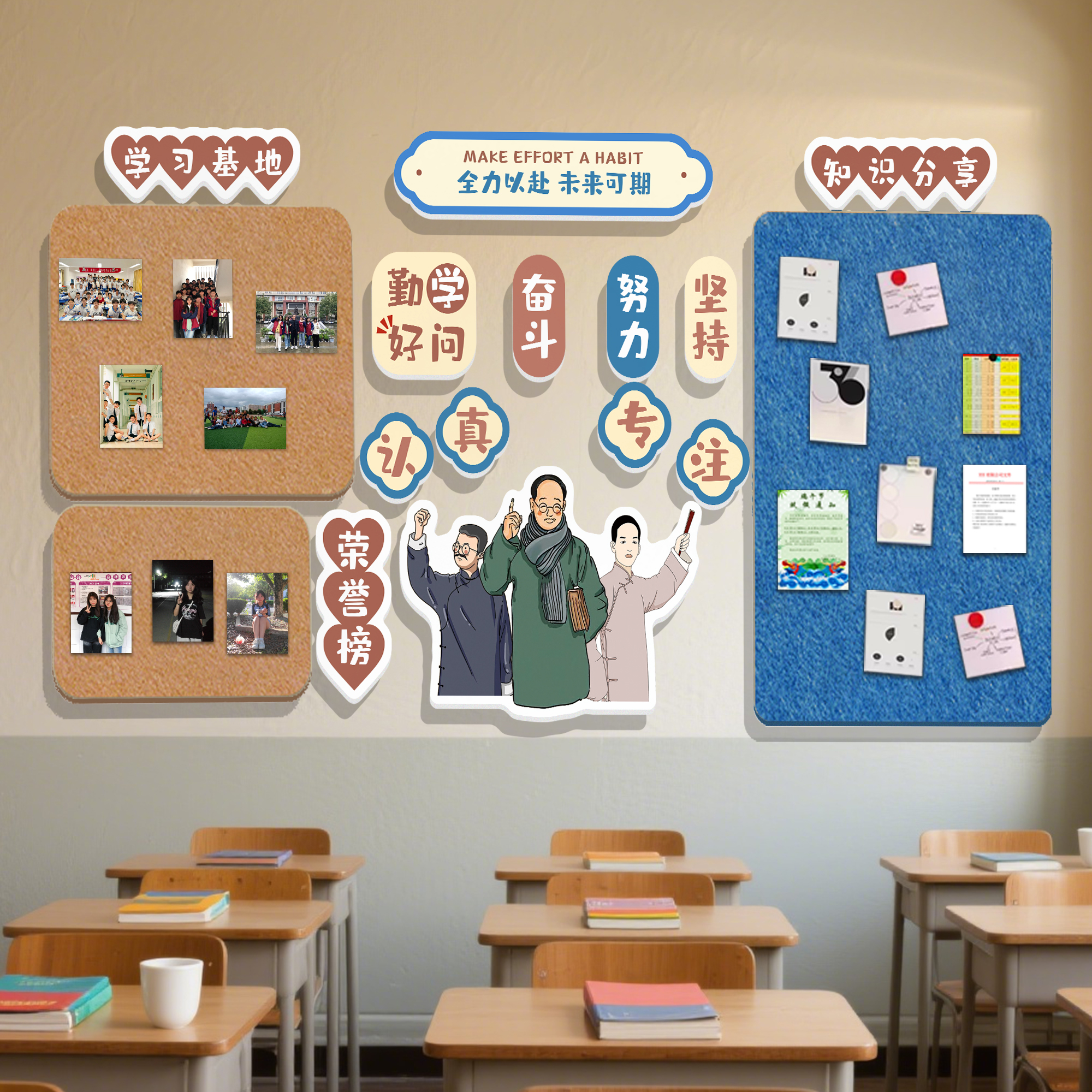 教室装饰文化墙贴毛毡初高中
