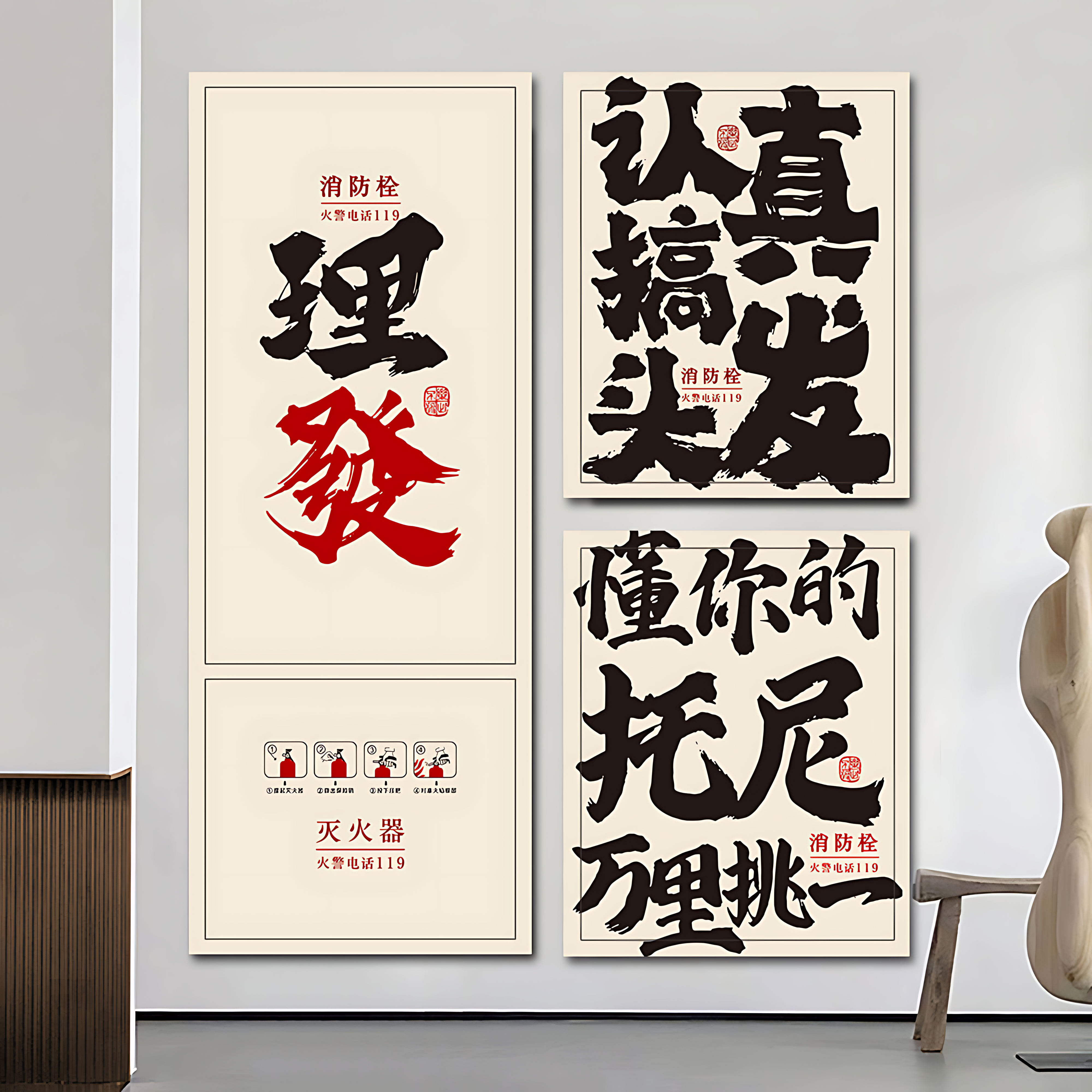 美理发店消防栓贴纸装饰遮挡美化消火栓墙贴门箱遮丑柜门贴画定制,家居饰品,门贴,淘宝优惠券,粉丝福利购,淘宝优惠卷