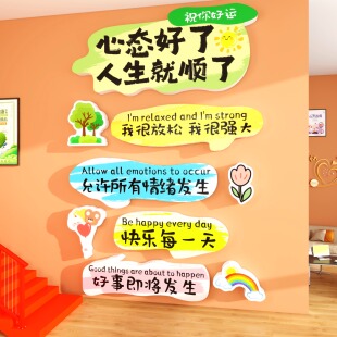 心理咨询室布置装饰画情绪管理冷静角解压灵驿站健康疗愈文化墙贴