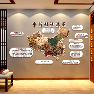 中医药文化墙养生馆背景墙氛围布置中草药材文化宣传海报装饰贴画