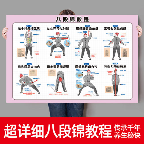八段锦教程八段锦挂图强身健体