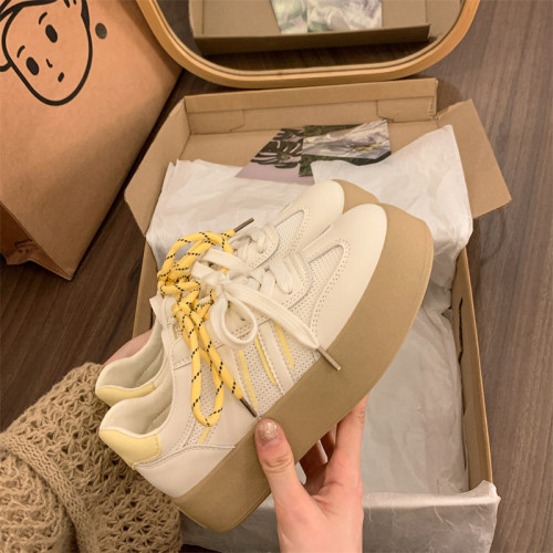 厚底网面小白鞋女德训鞋