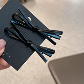 2个装 高品质黑色蝴蝶结发夹 皮质侧边夹简约ins刘海夹发卡边夹