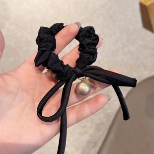 丝带蝴蝶结发圈简约丸子头低马尾珍珠头绳头绳皮筋女百搭发饰头饰