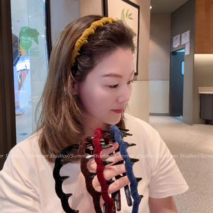 敷面膜洗脸发箍 复古丝绒压发发卡 齿梳防滑高颅顶头箍 发箍 细款