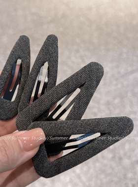 灰色系水滴发夹 布艺三角bb夹掰掰夹 典雅简约碎发夹刘海夹边夹