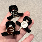 轻奢双面min字母高级感酒红抓夹刘海夹前额碎发夹女半扎头发头饰