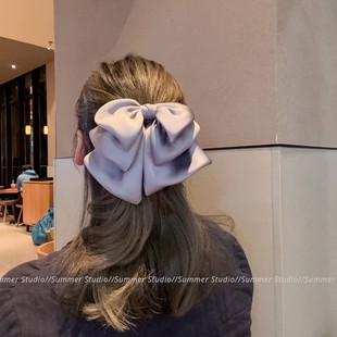 垂坠感chao强~三层蝴蝶结抓夹飘逸灵动半扎马尾发夹鲨鱼夹后脑勺