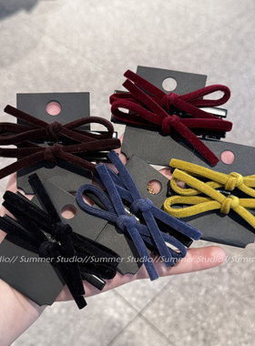 2个装高品质黑色蝴蝶结发夹~丝绒侧边夹简约ins刘海夹发卡边夹