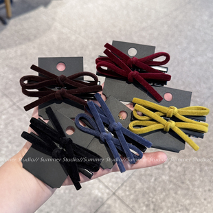 2个装高品质黑色蝴蝶结发夹~丝绒侧边夹简约ins刘海夹发卡边夹