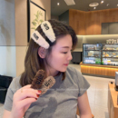大号羊羔毛复古字母刘海夹 简约纯色发夹前额碎发头饰 毛绒绒发夹