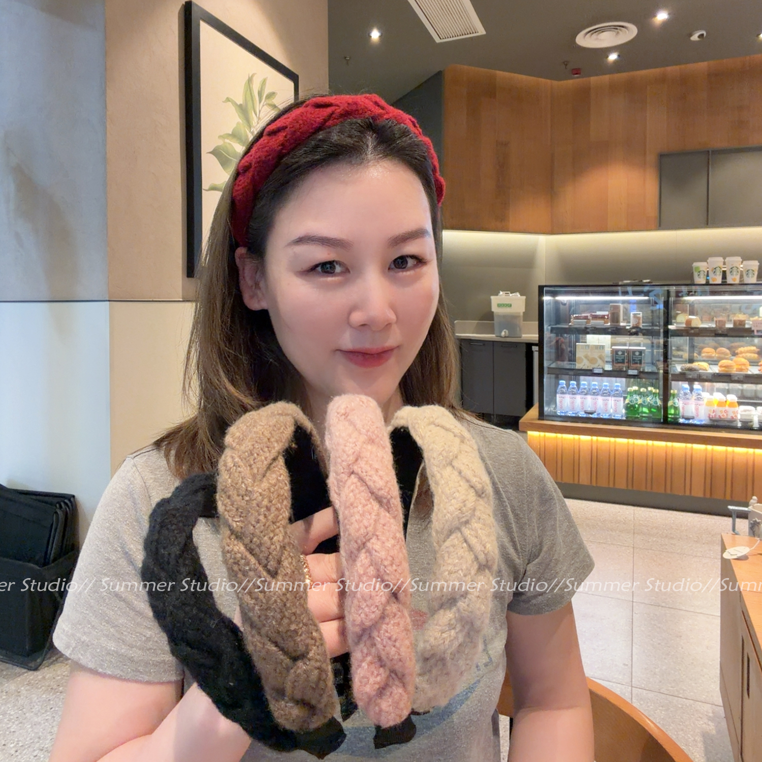 麻花辫编织毛线发箍素色头箍